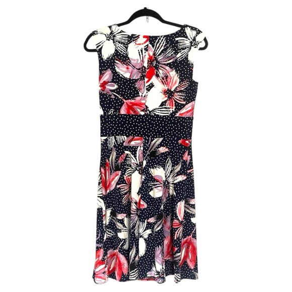 Navy Floral Print Dress By London Times - Picture 2 of 5